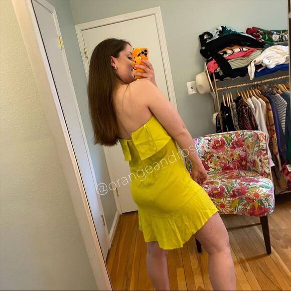 A.L.C. Neon Yellow Strapless Mini Dress 6 - Picture 4 of 8